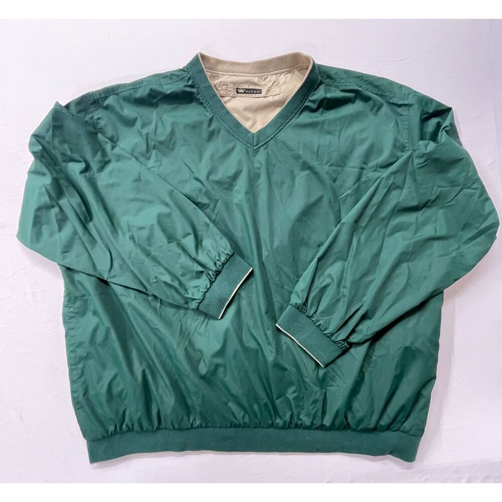 Vintage Wedge Golf Reversible Windbreaker Pullover Jacket Green Tan XXL